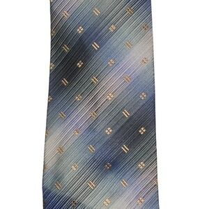 Vtg Allyn Saint George 100% Silk tie Men Blue Green Diagonal Pattern Classic‎